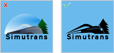示例：不要在蓝色背景上使用与蓝色 Logo 相似的彩色 Logo。你可以在同样的蓝色背景上使用黑色单色。