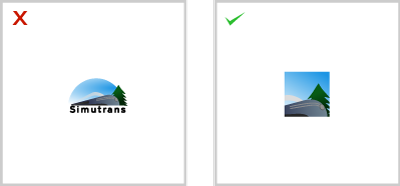 示例：如果 Logo 太小，不要使用完整的 Logo。您可以使用方形 Logo 进行此类用途。